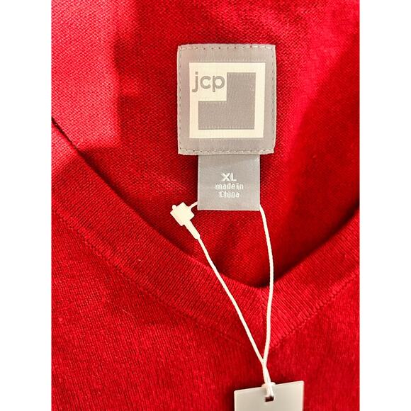 JCP JC Penney Cashmere Blend V-Neck Sweater Mens XL Columbus Red Luxury - Picture 3 of 9